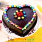 half kg chocolate truffle gems cake heart shape